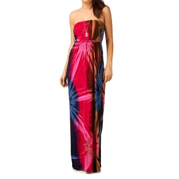 Soft Tye Dye Strapless Belted Maxi Dress - Picture 1 of 8